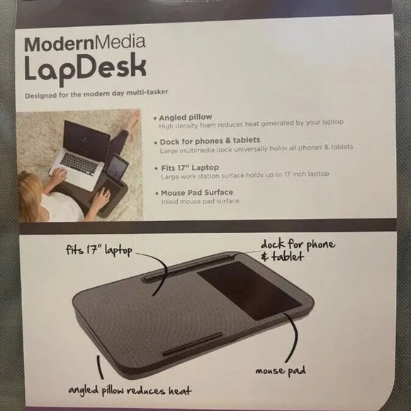 COPY - Modern Media Lap Desk, Fits 17" Laptop, dock for phone & Table, Mouse pad - Picture 7 of 7